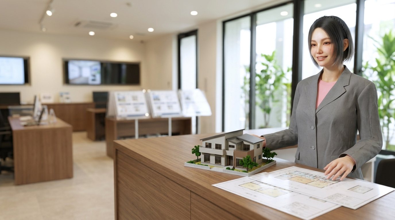 不動産店舗で応対するAICA